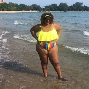 Plus Size 2 Piece Rainbow Swimsuit